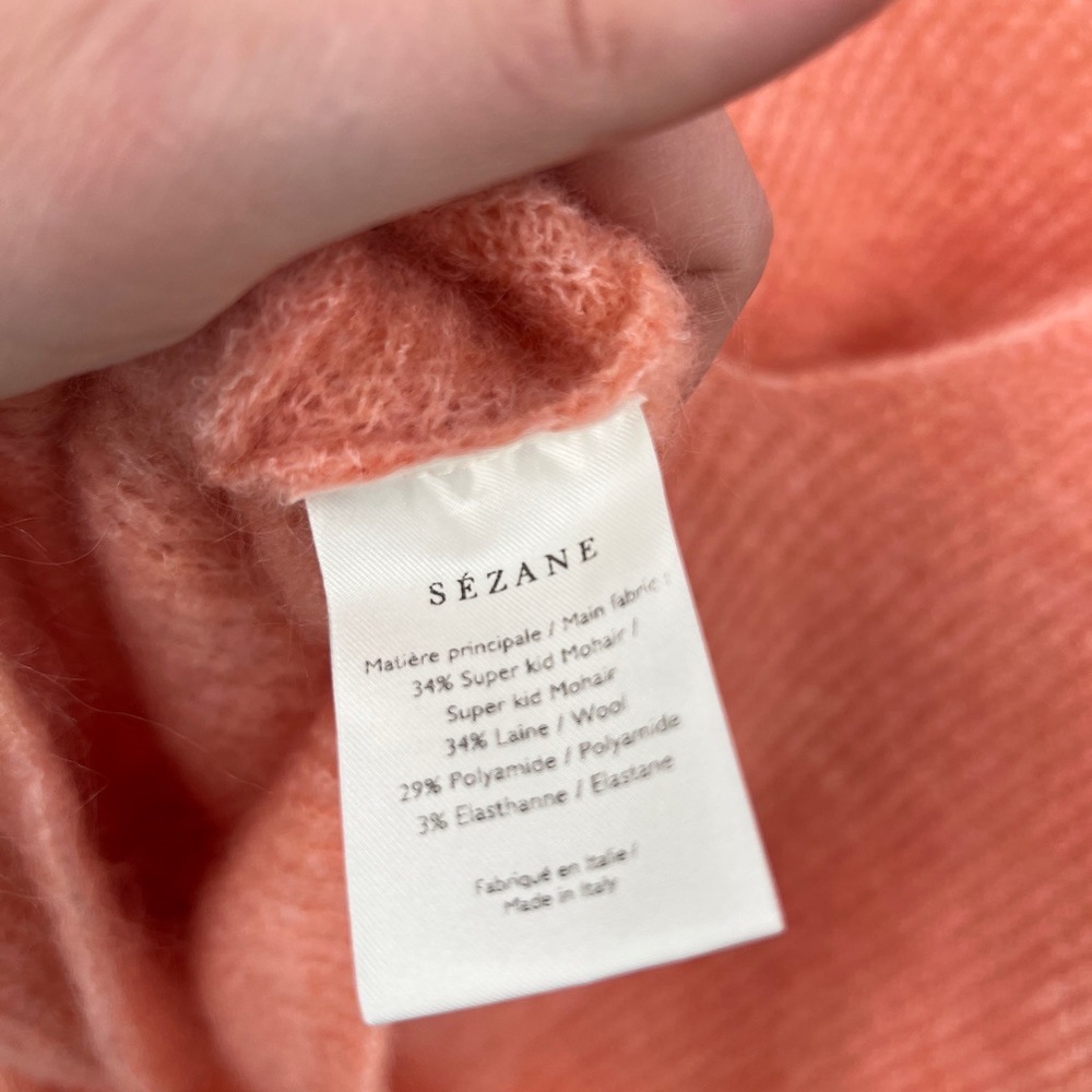 Sezane Zebulon Peach Front Twist Mohair Jumper Size M - Picture 5 of 8